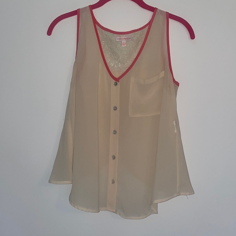 Sm Beige / Lace / Coral Tank Top